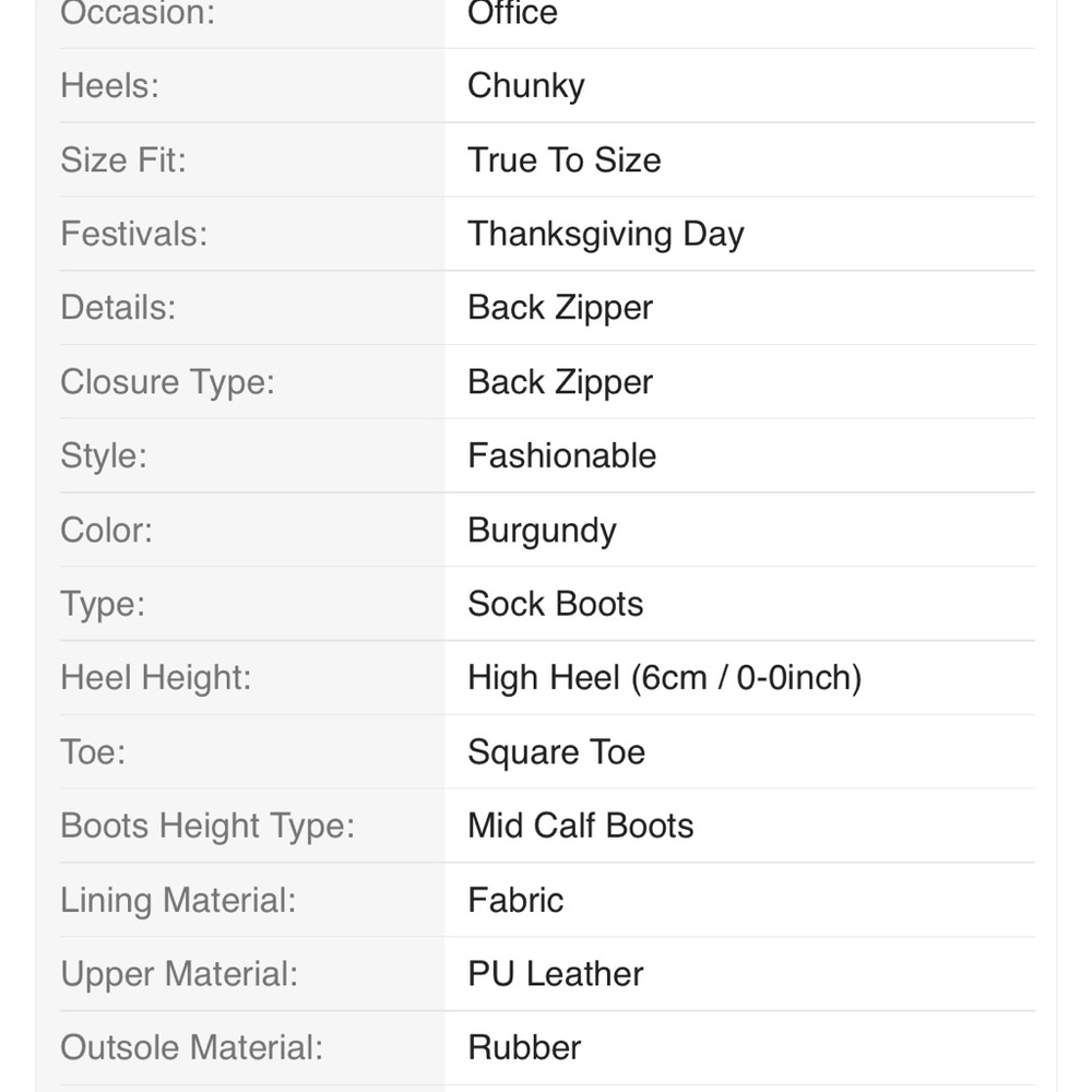 𝗡𝗪𝗢𝗧: Fashion Faux Leather Zipper Ankle Boots Elegant Burgundy Ankle Boots - Picture 16 of 16